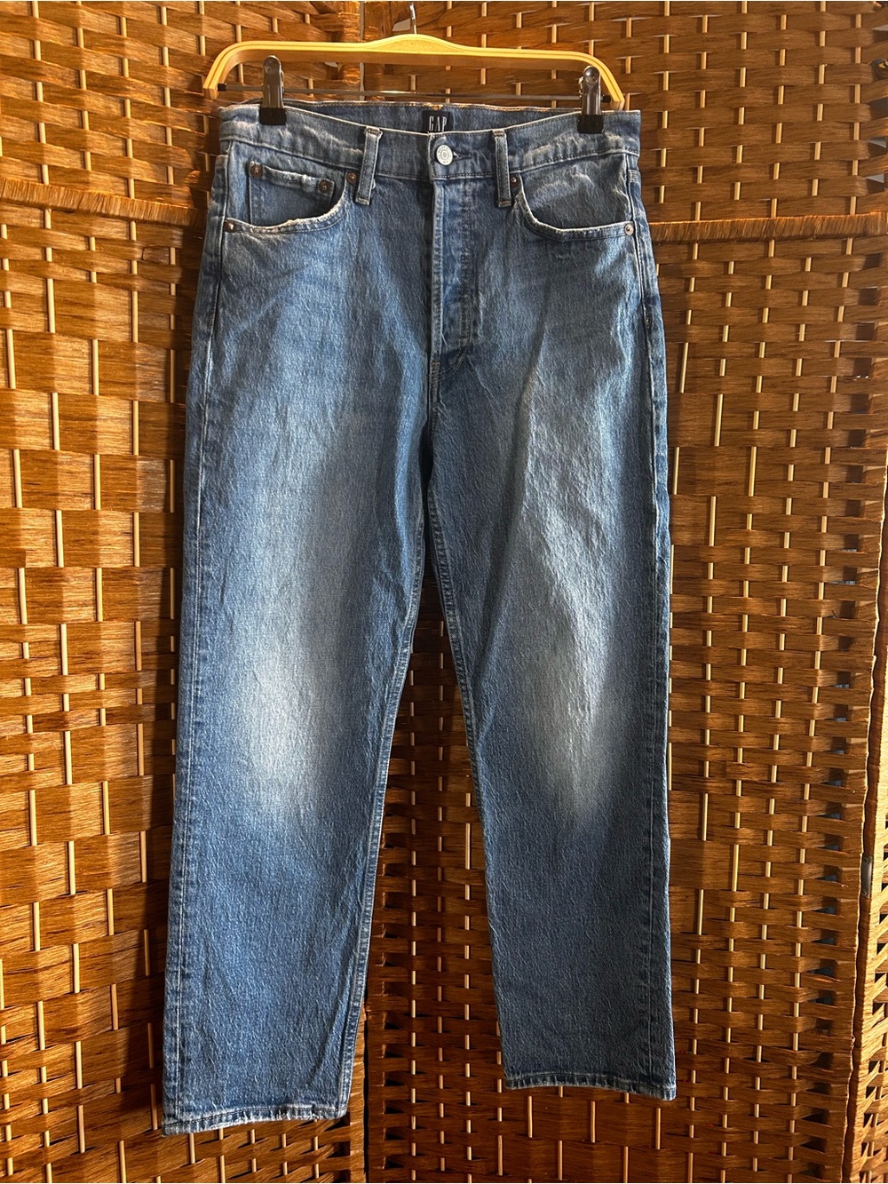 Gap Cheeky Straight Jeans 6/28 High Rise Medium Wash Button Fly Distressed